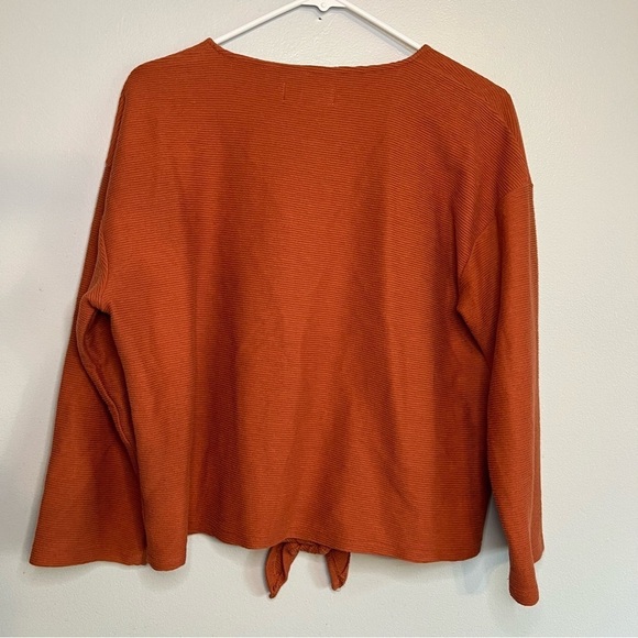 Texture & Thread Madewell Women Sz L Sweatshirt Burnt Orange Front Tie V Neck - Picture 12 of 12